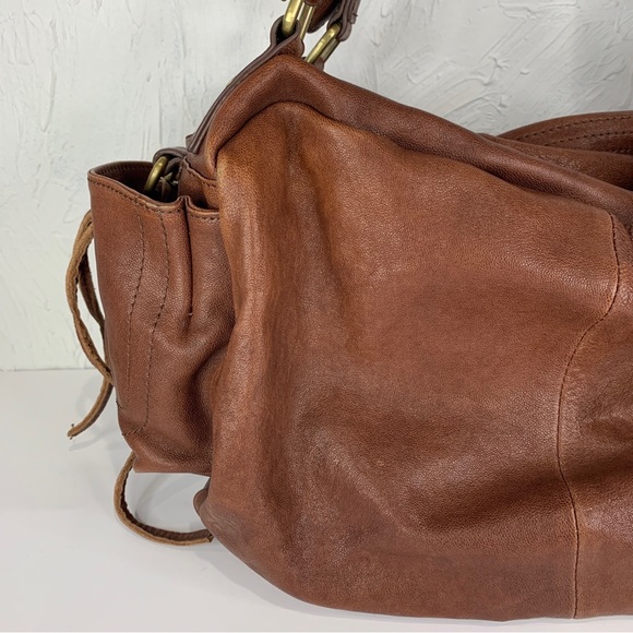 Jesslyn Blake - Anthropologie Large Brown Pebbled Leather Shoulder Bag 17x9x6 - Picture 6 of 15
